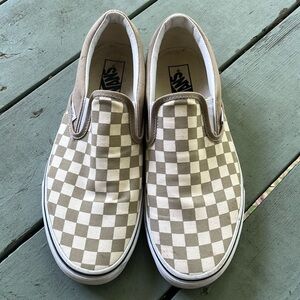 light beige checkered vans